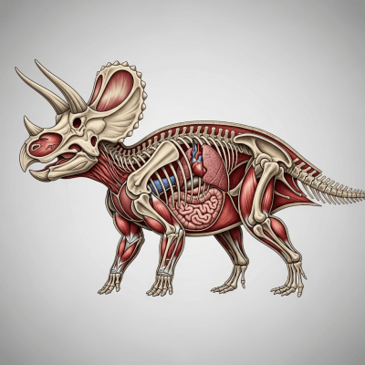 Detailed anatomical cross-section illustration of a Triceratops