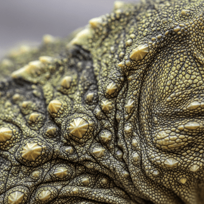 A close-up macro photograph of the skin or scales of a Tuataras