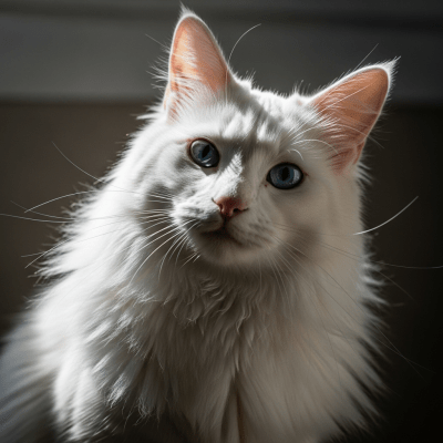 Editorial-style portrait of a Turkish Angora from the taxonomy cats.
