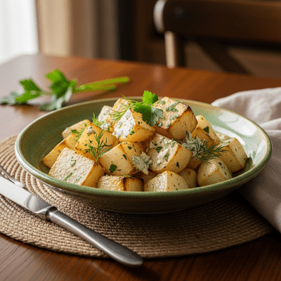 Photograph of a prepared dish or serving featuring the Turnip, as commonly used in cuisine within the taxonomy vegetables