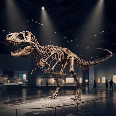 Museum exhibit style rendering of a single Tyrannosaurus rex