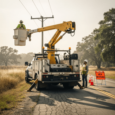 Photorealistic image of a Utility Truck (trucks) in its typical working environment