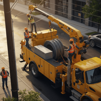 Image of a Utility Truck (trucks) being used by people in a real-world scenario