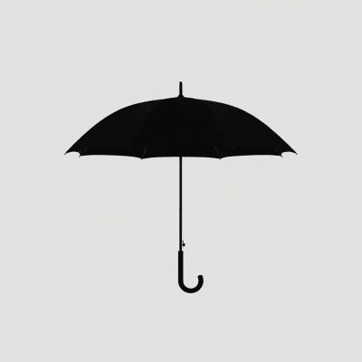 A minimalist side profile silhouette of a closed UV Protection Umbrella, set against a light grey background