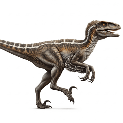 High quality studio photograph of a single Velociraptor