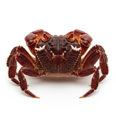 High quality studio photograph of a single Velvet Crab