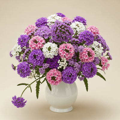 Image of a Verbena (flowers) arranged in a traditional bouquet or floral arrangement