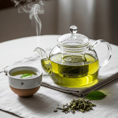 Editorial-style image of a brewed Vietnamese Green Tea tea, part of the taxonomy teas