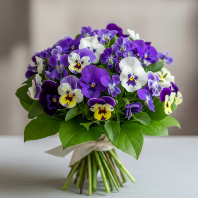 Image of a Violet (flowers) arranged in a traditional bouquet or floral arrangement