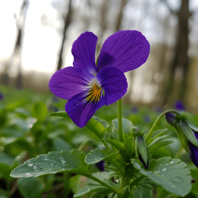 Photograph of a Violet (flowers) in its natural environment