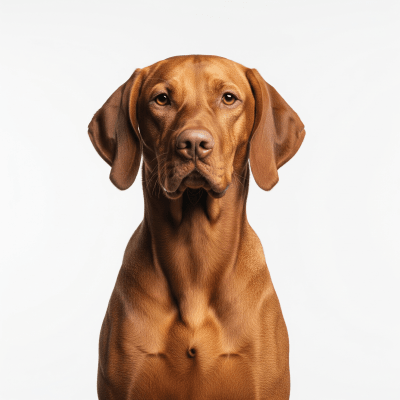 High quality studio photograph of a single Vizsla