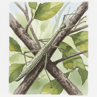 Artistic depiction of a single Walking Stick, belonging to the taxonomy insects