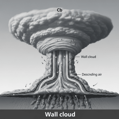 Cross-sectional diagram of a Wall cloud
