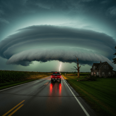 Depiction of a Wall cloud as seen in cultural or practical use