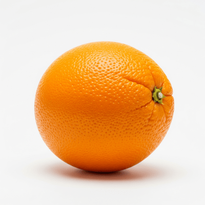 High quality studio photograph of a single Washington Navel Orange from the oranges taxonomy