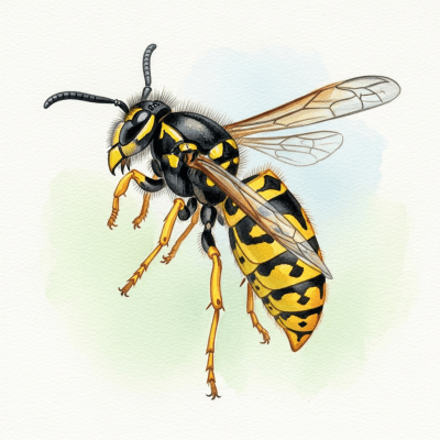 Artistic depiction of a single Wasp, belonging to the taxonomy insects