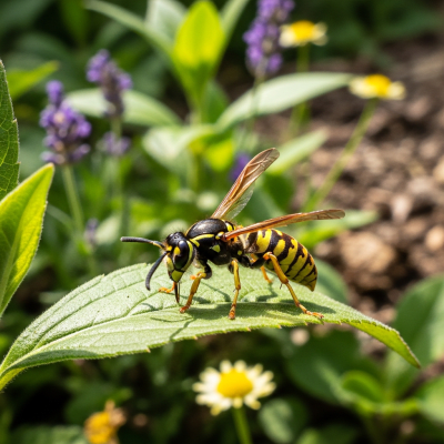 Detailed image showing a Wasp in its natural environment