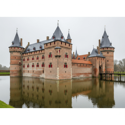 High quality studio photograph of a Water Castle, belonging to the castles taxonomy
