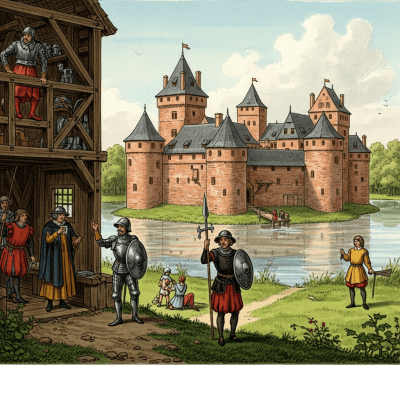 An image showing the Water Castle from the castles taxonomy being used or inhabited historically