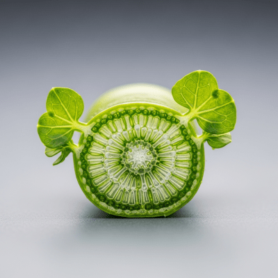 Detailed cross-sectional view of a fresh Watercress
