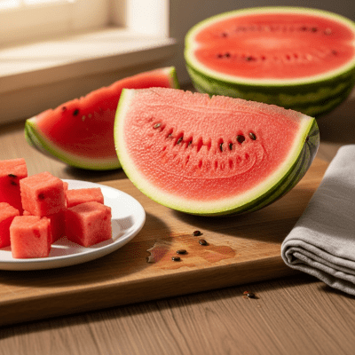 Image of the Watermelon, part of the fruits taxonomy, prepared or used in a typical culinary context
