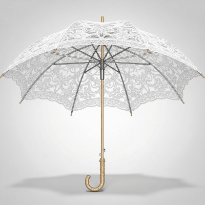 Detailed cross-sectional illustration of a Wedding Umbrella, showing the internal structure such as ribs, shaft, and canopy fabric