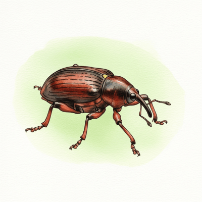 Artistic depiction of a single Weevil, belonging to the taxonomy insects