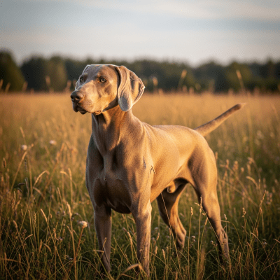 Naturalistic outdoor image of a Weimaraner
