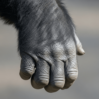 Close-up photograph of the hands or feet of a Western gorilla, part of the taxonomy apes