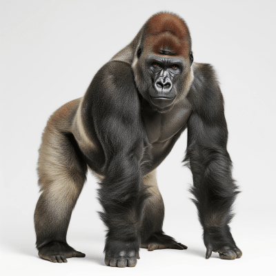 High quality studio photograph of a Western gorilla