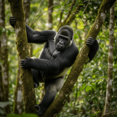 Photograph of a Western gorilla (apes) in its natural habitat