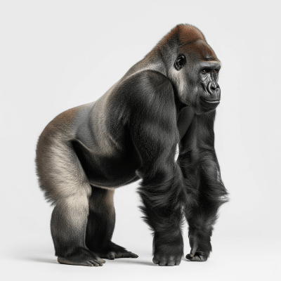 High quality studio photograph of a Western lowland gorilla (subspecies)