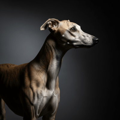 Editorial-style portrait of a Whippet from the taxonomy dogs.