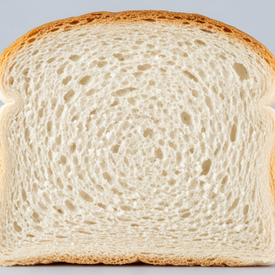 A close-up image of the interior of a sliced White Bread
