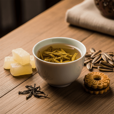 Still life image of a prepared cup of White Tea