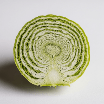 Detailed close-up image of a freshly cut cross-section of Wild Lettuce, of the taxonomy lettuce