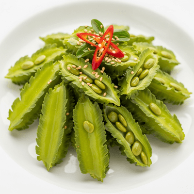 Image of cooked or prepared Winged Bean (legumes) as it appears in a traditional dish or common culinary usage, presented on a clean plate with minimal garnish