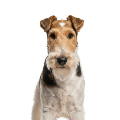 High quality studio photograph of a single Wire Fox Terrier