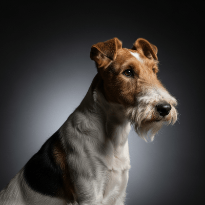 Editorial-style portrait of a Wire Fox Terrier from the taxonomy dogs.