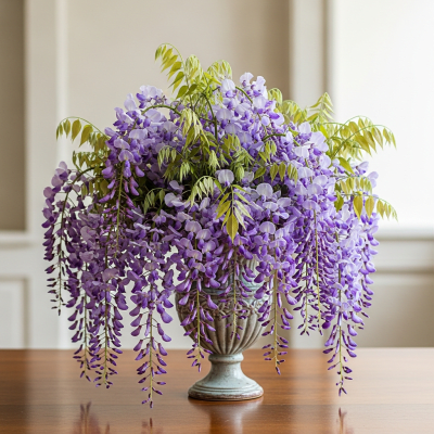 Image of a Wisteria (flowers) arranged in a traditional bouquet or floral arrangement