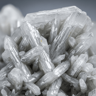 Macro shot of Wollastonite, of the taxonomy minerals, showing detailed crystal structure and surface texture