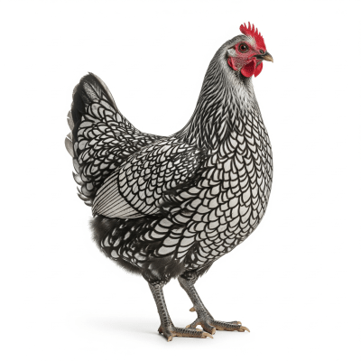 High quality studio photograph of a single Wyandotte from the chicken taxonomy