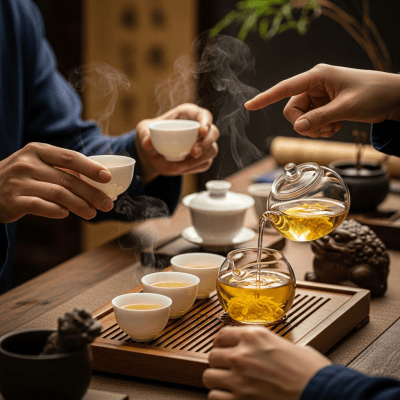 Image showing Yellow Tea prepared and served in its typical cultural context