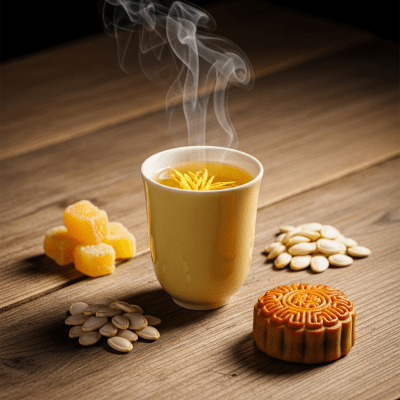 Still life image of a prepared cup of Yellow Tea