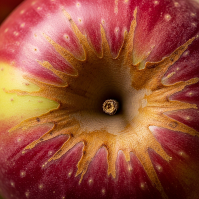 A detailed macro shot focusing on the skin texture and color variation of a York Imperial