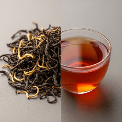 Cross-sectional close-up of a Yunnan Black Tea