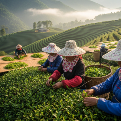 Environmental scene featuring Yunnan Green Tea, part of the taxonomy teas