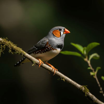 Editorial-style portrait of a Zebra Finch, belonging to the taxonomy birds.