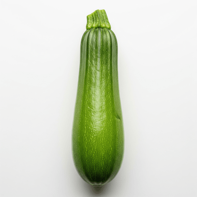 High resolution studio photograph of a single Zucchini