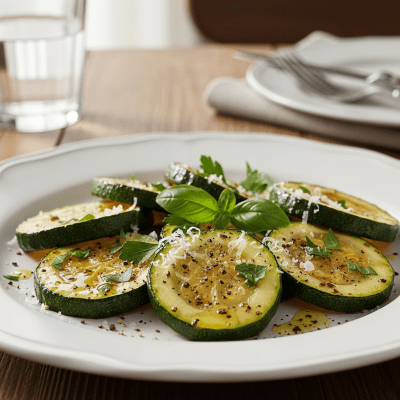 Photograph of a prepared dish or serving featuring the Zucchini, as commonly used in cuisine within the taxonomy vegetables
